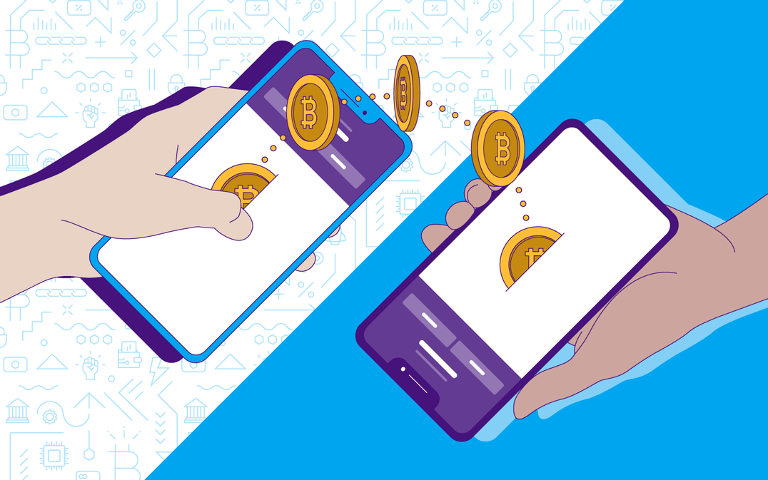 Illustration on transfering Bitcoins
