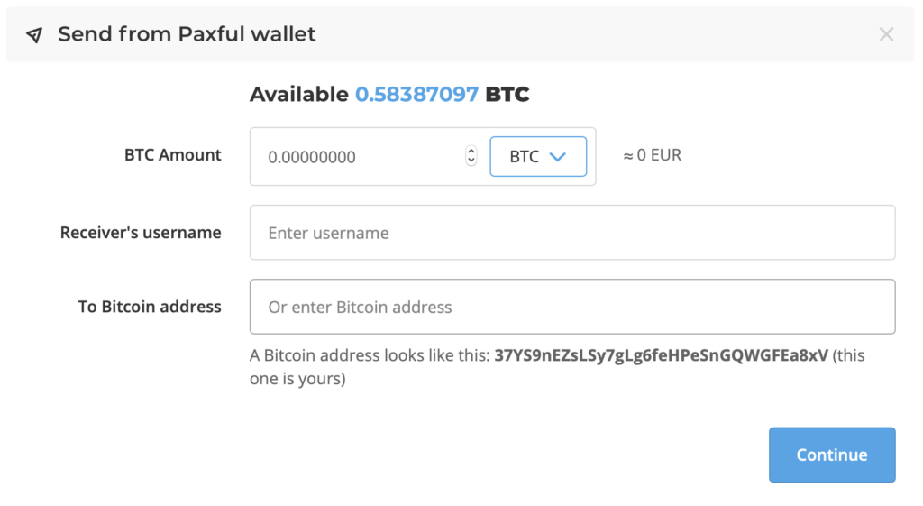 Send from Paxful wallet