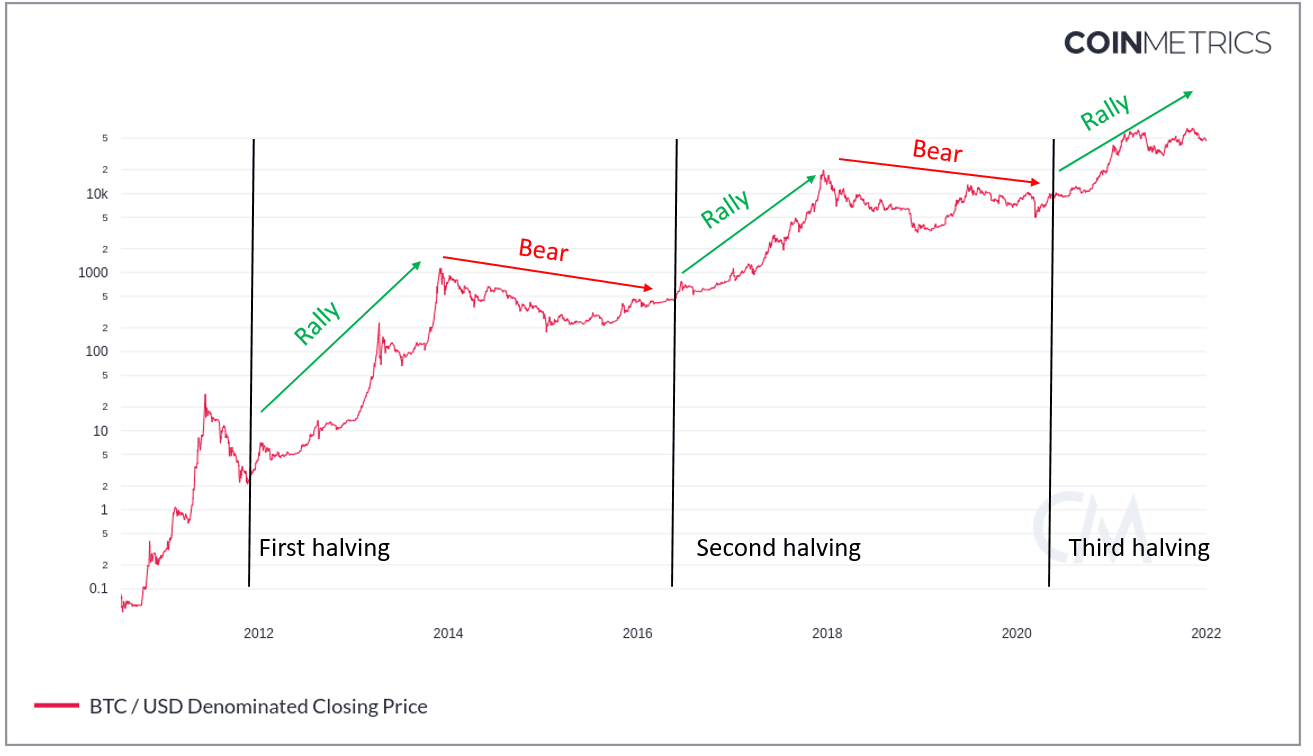 Gráfico del ciclo de halving de bitcoin