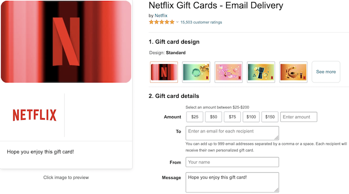 netflix digital gift card